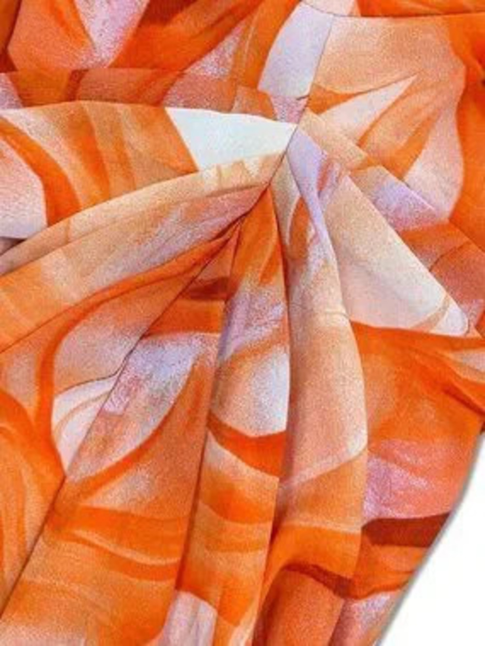 ZARA Orange Boho Women's Floral Print Chiffon Ruffle High Waist Midi Dress